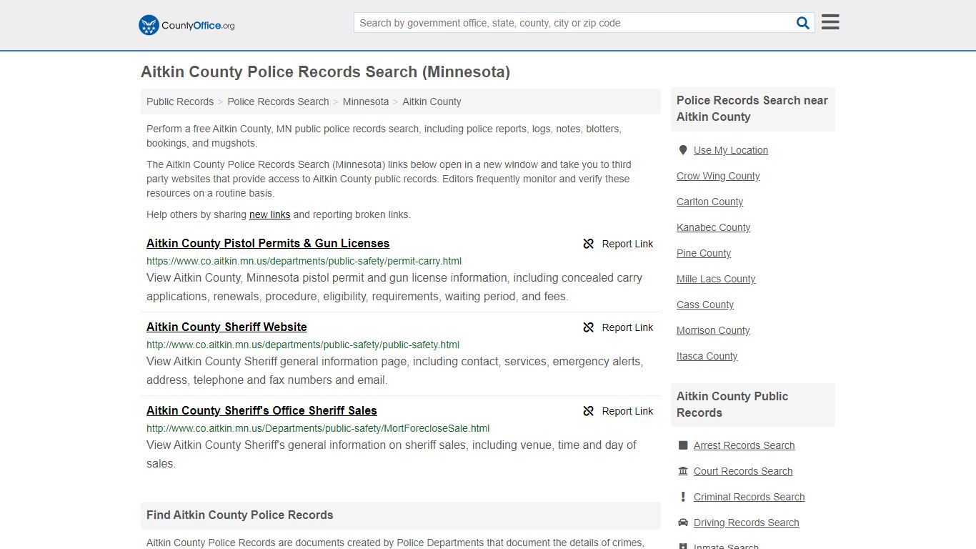 Police Records Search - Aitkin County, MN (Accidents ...
