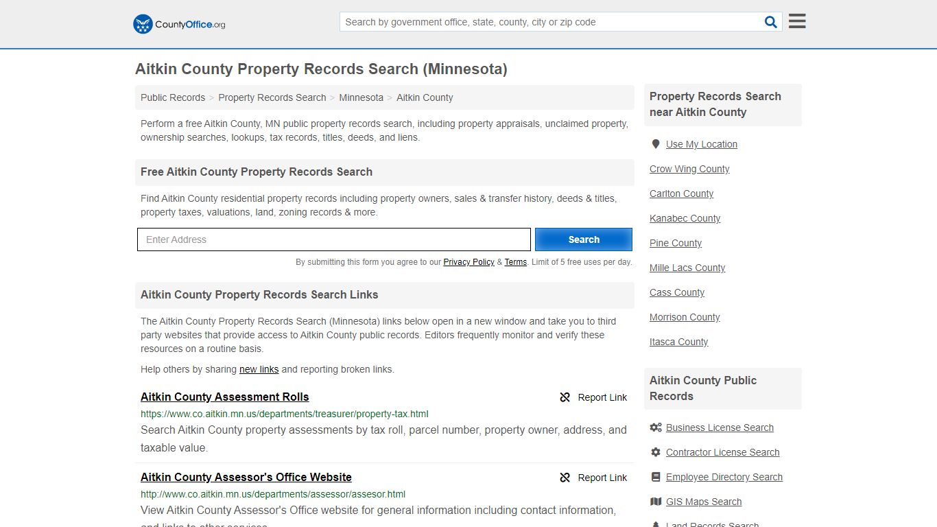 Property Records Search - Aitkin County, MN (Assessments ...