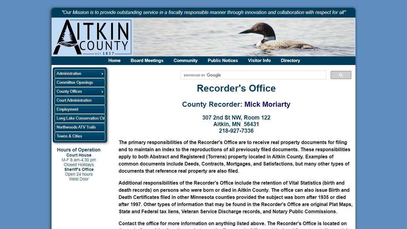 Recorder's Office - Aitkin County, Minnesota
